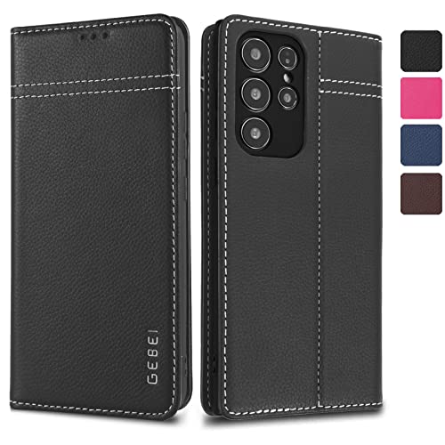 Hülle Echt Leder für Samsung Galaxy S22 Ultra 5G - Premium Echte Lederhülle mit Standfunktion und Kartenfach Flip Case Ledertasche Handyhülle Schutzhülle Klapphülle – Schwarz Hülle Echt Leder für Samsung Galaxy S22 Ultra 5G - Premium Echte Lederhülle mit Standfunktion und Kartenfach Flip Case Ledertasche Handyhülle Schutzhülle Klapphülle – Schwarz von Gebei