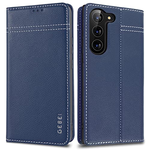 Hülle Echt Leder für Samsung Galaxy S23 Plus/S23+ 5G - Premium Echte Lederhülle mit Standfunktion und Kartenfach Flip Case Ledertasche Handyhülle Schutzhülle Klapphülle - Blau Hülle Echt Leder für Samsung Galaxy S23 Plus/S23+ 5G - Premium Echte Lederhülle mit Standfunktion und Kartenfach Flip Case Ledertasche Handyhülle Schutzhülle Klapphülle - Blau von Gebei