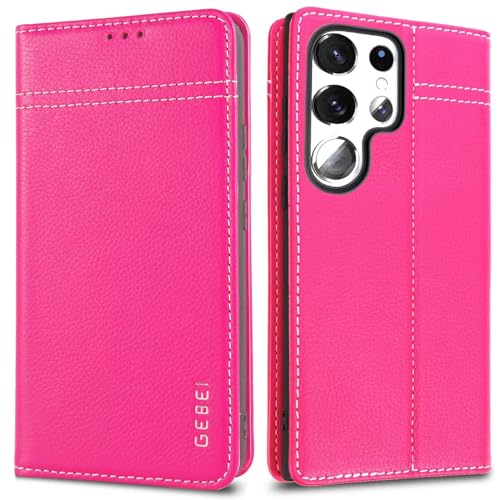 Hülle Echt Leder für Samsung Galaxy S24 Ultra 5G - Premium Lederhülle mit Standfunktion Kartenfach Flip Case Ledertasche Handyhülle Schutzhülle Klapphülle – Pink Hülle Echt Leder für Samsung Galaxy S24 Ultra 5G - Premium Lederhülle mit Standfunktion Kartenfach Flip Case Ledertasche Handyhülle Schutzhülle Klapphülle – Pink von Gebei
