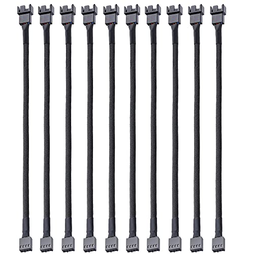 Gebildet 10pcs 4 Pin PWM Lüfter Verlängerungs Kabel Steckergehäuse Geflochtenen Ärmeln Verlängerung Lüfterkabel Männlich zu Weiblich(26.5cm) von Gebildet