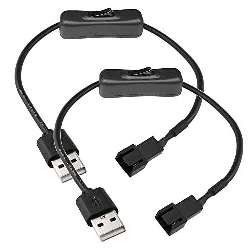 Gebildet 2Pack USB auf 3Pin/4Pin PWM 5V USB Sleeved Lüfter Netzteilkabel mit Schalter, USB auf 3Pin/4Pin Gehäuselüfter Adapter Anschlusskabel mit EIN Aus Schalter von Gebildet