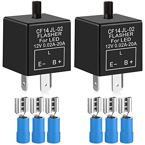Gebildet 2Stücke 3 Polig Blinkrelais CF-14KT, Blinker Relais für LED Blinker Elektronische, Einstellbare Blinkerrelais 12V 0.1W-150W für Fahrzeug Auto Motorräder, mit 6 Terminals von Gebildet