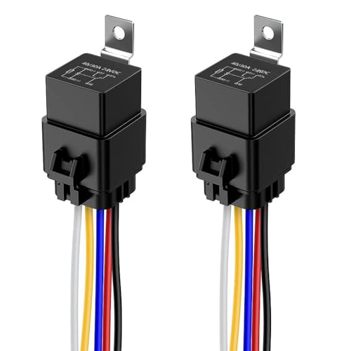 Gebildet 2 Stücke 40/30A 24V Wasserdichtes Relais-Kabelsatz-Set - 5-PIN-SPDT-Relais im Bosch-Stil mit robuster 16AWG 14AWG-Kabel von Gebildet