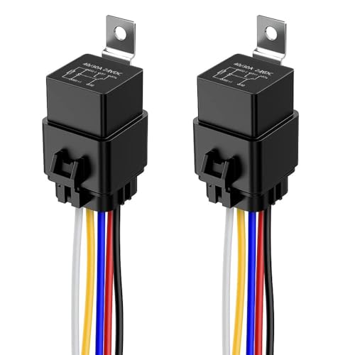 Gebildet 2Stücke 40/30A 24V Wasserdichtes Relais-Kabelsatz-Set - 5-PIN-SPDT-Relais im Bosch-Stil mit robuster 12AWG-Kabel von Gebildet