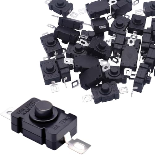 Gebildet 20 Stück selbstsichernder Drucktastenschalter KAN-28 für Taschenlampe, SMD-Typ, EIN-Aus-Minischalter (flacher Stift mit Loch) von Gebildet