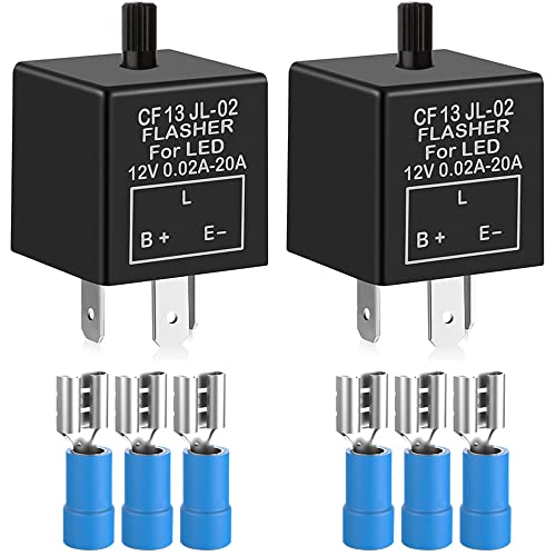 Gebildet 2Stücke 3 Polig Blinkrelais CF-13KT, Blinker Relais für LED Blinker Elektronische, Einstellbare Blinkerrelais 12V 0.1W-150W für Fahrzeug Auto Motorräder, mit 6 Terminals von Gebildet