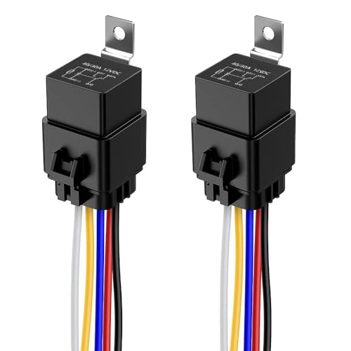 Gebildet 2Stücke 40/30A 12V Wasserdichtes Relais-Kabelsatz-Set - 5-PIN-SPDT-Relais im Bosch-Stil mit robuster 12AWG-Kabel von Gebildet