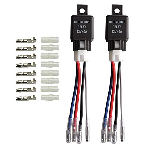 Gebildet 2pcs 12V 40A SPST 4-Pin Auto Relais mit Steckdose, 4-Polig KFZ Fahrzeug Motor Relais mit Drähte,Umschalt Relais von Gebildet