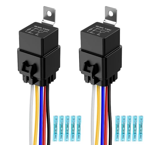 Gebildet 2pcs 40/30A 12V Wasserdichtes Relais-Kabelsatz-Set-5-PIN-SPDT-Relais im Bosch-Stil mit Robuster 12AWG-Kabel+10pcs Blauer Hotmelt-Steckverbinder von Gebildet