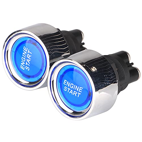 Gebildet 2pcs Universal SPST 12V-24V/50A Drücken Sie den Start-Zündschalter, LED Auto Motor Start Stop Taste Momentaner Startschalter für Auto LKW Boot RV ATV (Blau) von Gebildet