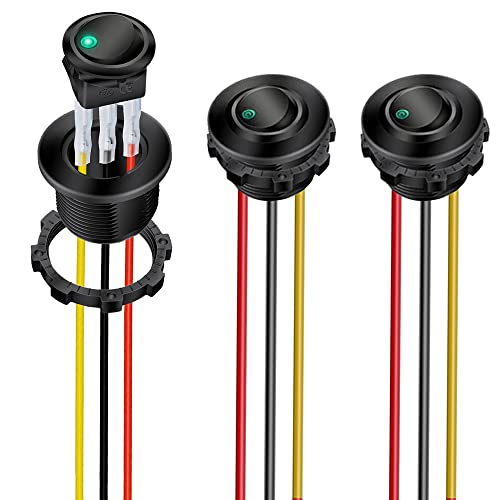 Gebildet 3Pack Grün LED Wippschalter EIN/Aus mit Rundem Gehäuse 3-pin 12DC-20A/24VDC-10A Wippschalter für Kfz Auto LKW von Gebildet