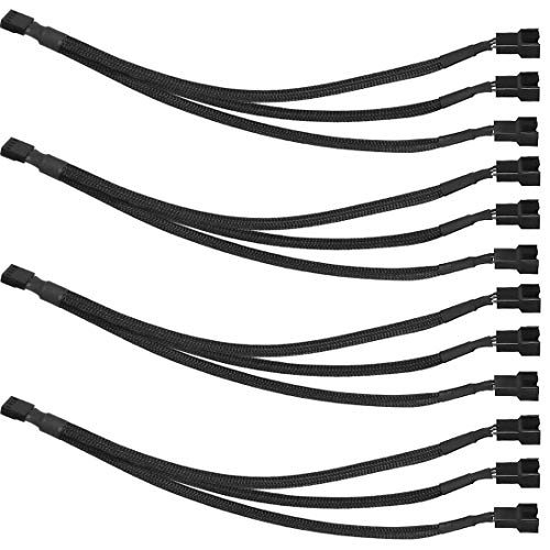 Gebildet 4-poliges PWM-Lüfter Teiler Kabel, Ummantelter Geflochtener Adapter Computer PC-Lüfter Stromverlängerungskabel 1 bis 3 Konverter für Computer ATX-Gehäuse 4-poliges / 3-poliges Lüfterkabel von Gebildet