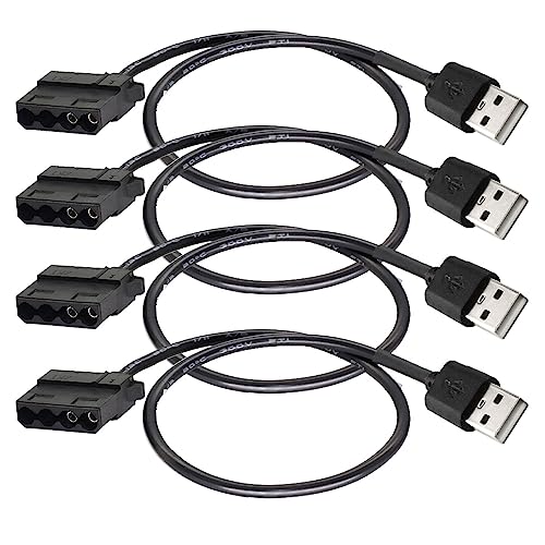Gebildet 4Stück USB-zu-4-Pin-Molex-PWM-5V-USB-Ärmellüfter-Stromadapterkabel, USB-zu-4-Pin-Molex-Gehäuselüfter-Adapter-Anschlusskabel (USB-4-Pin-Molex-Kabel) von Gebildet