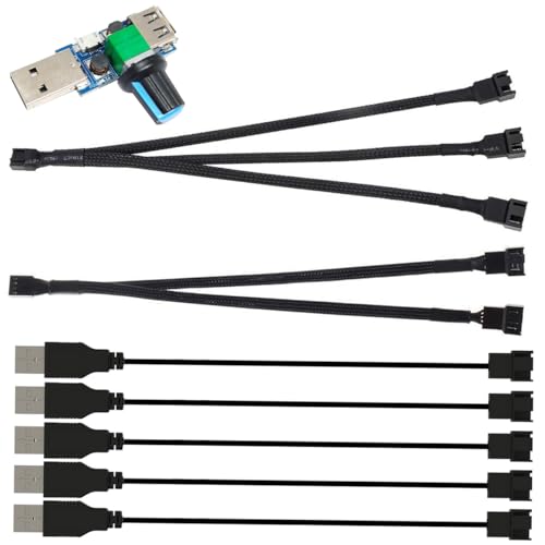 Gebildet 5Stück USB auf 3polig/4polig PWM 5V USB Ummanteltes Lüfter Netzteilkabel, Lüfter Windgeschwindigkeitsregler, 2Wege PWM Splitterkabel, 3Wege PWM Splitterkabel von Gebildet