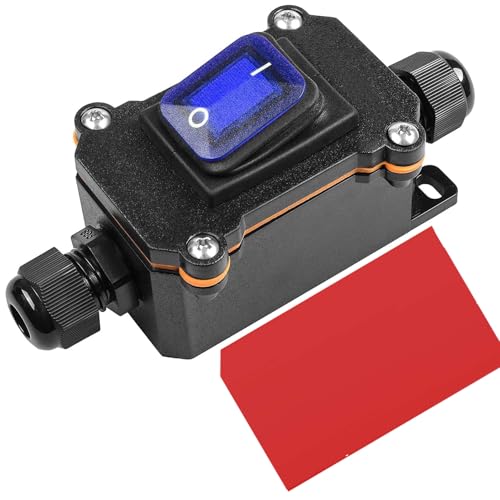 Gebildet Inline Kabelschalter Wasserdichter Wippschalter DPST 20A-12VDC/16A-24VDC/20A-125VAC/16A-250VAC IP66 Open Double Hole Wasserdichte Box Zweiseitiger Eingang (Blau LED)(Patent No.-015058842) von Gebildet