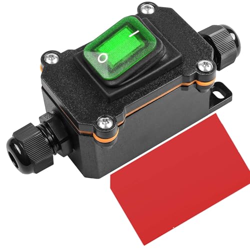 Gebildet Inline Kabelschalter Wasserdichter Wippschalter DPST 20A-12VDC/16A-24VDC/20A-125VAC/16A-250VAC IP66 Open Double Hole Wasserdichte Box Zweiseitiger Eingang (Grün LED)(Patent No.-015058842) von Gebildet