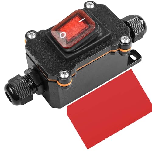 Gebildet Inline Kabelschalter Wasserdichter Wippschalter DPST 20A-12VDC/16A-24VDC/20A-125VAC/16A-250VAC IP66 Open Double Hole Wasserdichte Box Zweiseitiger Eingang (Rote LED)(Patent No.-015058842) von Gebildet