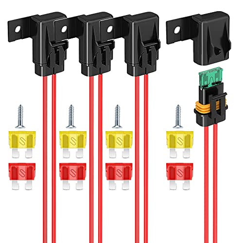 Gebildet Inline Sicherungshalter, 4 Pack IP67 Wasserdichter 12AWG Kabelbaum ATC/ATO 20A/30A/40A Flachsicherungshalter für Fahrzeug, Schiffs und Hochleistungsbus Stromversorgungssysteme von Gebildet