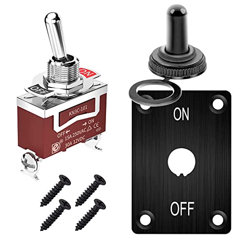 Gebildet Marine Kippschalter mit Montageplatte 12VDC 20A Kippschalter 250V AC 15A Schwerlast SPST An/Aus 2Pin für Auto PKW LKW Boot mit wasserdichte Kappe von Gebildet