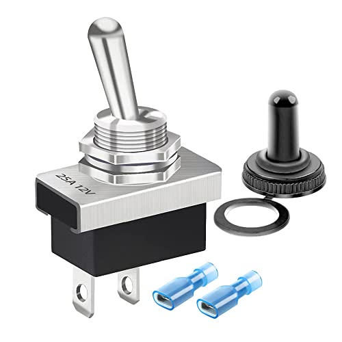 Gebildet Metall Kippschalter 25A 12VDC/15A 24VDC/10A 250VAC/ 15A 125VAC SPST An/Aus 2Pin 2Position mit Upgrade Wasserdichte Abdeckkappe für Auto Auto KN3D-101 von Gebildet
