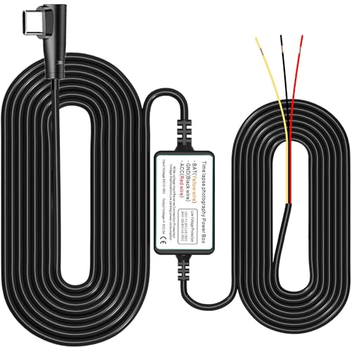 Gebildet Typ-C-USB-Port-Dashcam-Hardwire-Kit für 24-Stunden-Parküberwachung/Zeitrafferaufzeichnung. Konvertiert 12V-24V in 5V/2.5A Auto-Dashcam-Ladegerät. 320-cm-Kabel-Kit, Unterspannungsschutz Gebildet Typ-C-USB-Port-Dashcam-Hardwire-Kit für 24-Stunden-Parküberwachung/Zeitrafferaufzeichnung. Konvertiert 12V-24V in 5V/2.5A Auto-Dashcam-Ladegerät. 320-cm-Kabel-Kit, Unterspannungsschutz von Gebildet