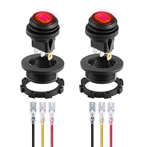 Gebildet Wasserdichter Roter LED Wippschalter mit Rundem Gehäuse 3-pin 12DC-20A/24VDC-10A für Kfz Auto LKW Wippschalter EIN/AUS -2Pack von Gebildet