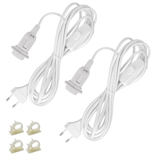 Gebiuhoo Lampenfassung E14 mit Schalter und Stromkabel 2 Stück 3,5m Weiß Kabel Steckdose Schalter E14 Fassung Netzkabel Lampenaufhängung für Lampenaufhängung Pendelleuchte Deckenlampe DIY Lampen Gebiuhoo Lampenfassung E14 mit Schalter und Stromkabel 2 Stück 3,5m Weiß Kabel Steckdose Schalter E14 Fassung Netzkabel Lampenaufhängung für Lampenaufhängung Pendelleuchte Deckenlampe DIY Lampen von Gebiuhoo