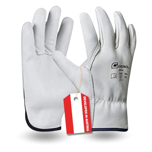 Gebol Driver, 1 Paar Arbeitshandschuhe aus hochwertigem Leder, Handschuhe Herren für Bau, Garten & grobe Arbeiten, hohe Widerstandsfähigkeit, 1,1 mm Lederdicke, Sicherheitshandschuhe Gr. XXL (Gr.11) von Gebol