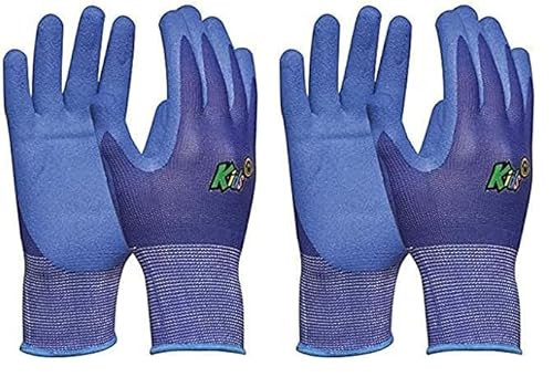 Gebol Kids Blue | Arbeitshandschuhe für Kinder von 5 – 8 Jahre | Gartenhandschuhe mit wasserabweisender Nitril-Beschichtung | Atmungsaktive Kinderhandschuhe in Größe XXS (Gr 5) | Blau | 1 Paar von Gebol