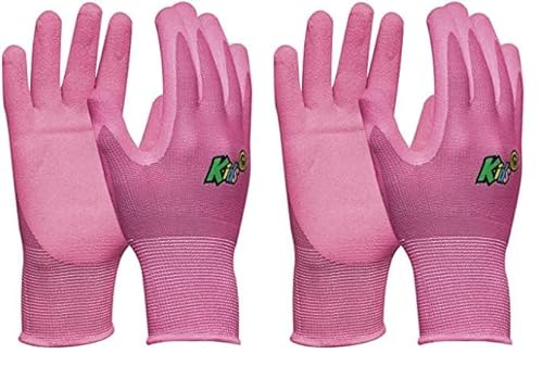 Gebol Kids Pink | Arbeitshandschuhe für Kinder von 5 – 8 Jahre | Gartenhandschuhe mit wasserabweisender Nitril-Beschichtung | Atmungsaktive Kinderhandschuhe in Größe XXS (Gr 5) | Pink | 1 Paar von Gebol