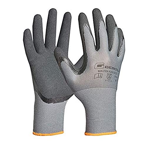 Gebol Master Flex Eco, Arbeitshandschuhe für Werkstatt & Garten, atmungsaktive Nitrilhandschuhe mit Schutz vor Öl & Nässe, Unisex Gartenhandschuhe mit sicherem Griff, Gr. XL (Gr.10), Grau von Gebol