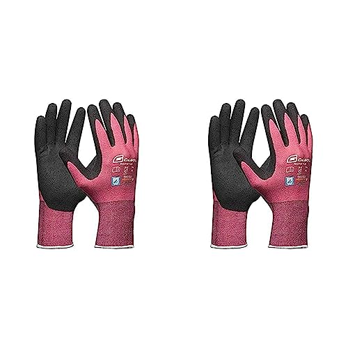 Gebol Master Flex Lady | Arbeitshandschuhe mit PPU-Nitril-Beschichtung | Nitrilhandschuhe dermatologisch getestet | Gartenhandschuhe mit Grip für Damen | Größe S (Gr 7) | Rosa | 1 Paar (Packung mit 2) von Gebol