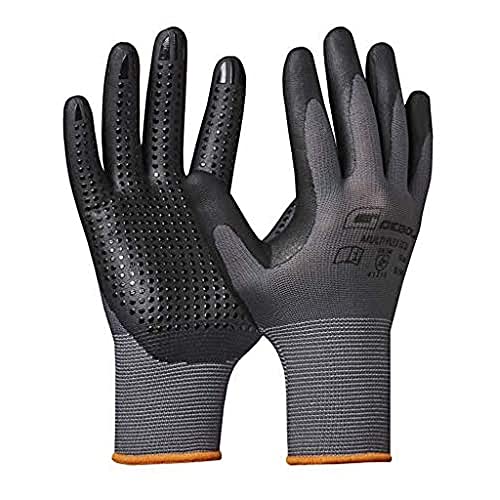 Gebol Multi Flex Eco | Arbeitshandschuhe mit Noppen | Nitrilhandschuhe für einen sicheren Griff | Für Damen und Herren | Größe M (Gr 8) | Grau | 1 Paar von Gebol