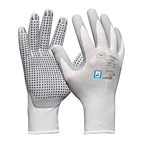 Gebol Multi Flex White, Arbeitshandschuhe mit Noppen, Nitrilhandschuhe dermatologisch getestet, Für Herren, Größe XL (Gr 10), Weiß, 1 Paar von Gebol