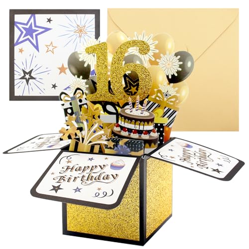 3D Geburtstagskarte, 3D Pop up Geschenkbox Grußkarte, Romantische Geburtstagsgrußkarte mit Umschlag, Happy Birthday, Passend für Geschenke für Jungen, Mädchen, Männer und Frauen (16) von Gebrazy