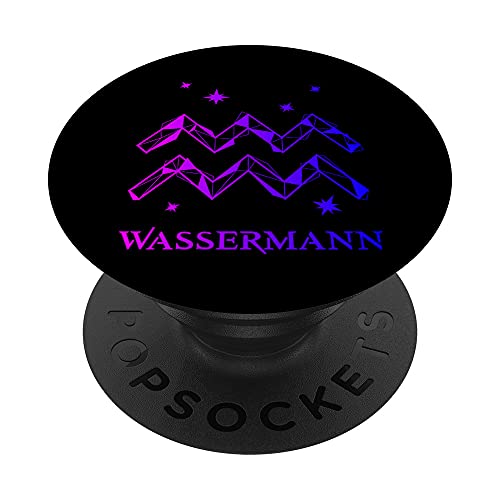 Wassermann Sternzeichen PopSockets PopGrip: Ausziehbarer Sockel und Griff für Handys/Tablets mit Tauschbarem Top von Geburtstag Horoskop Astrologie