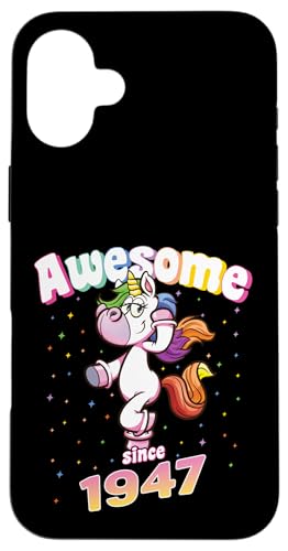 Awesome Since 1947 Lustiges Einhorn Geburtstag Retro Hülle für iPhone 16 Plus Awesome Since 1947 Lustiges Einhorn Geburtstag Retro Hülle für iPhone 16 Plus von Geburtstag Magische Einhorn Unicorn Designs