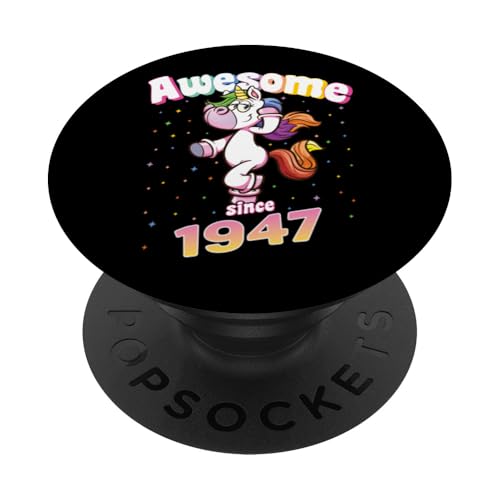Awesome Since 1947 Lustiges Einhorn Geburtstag Retro PopSockets Klebender PopGrip Awesome Since 1947 Lustiges Einhorn Geburtstag Retro PopSockets Klebender PopGrip von Geburtstag Magische Einhorn Unicorn Designs