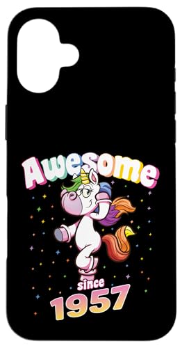 Awesome Since 1957 Lustiges Einhorn Geburtstag Retro Hülle für iPhone 16 Plus Awesome Since 1957 Lustiges Einhorn Geburtstag Retro Hülle für iPhone 16 Plus von Geburtstag Magische Einhorn Unicorn Designs