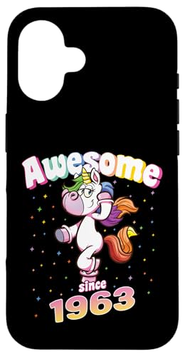 Awesome Since 1963 Lustiges Einhorn Geburtstag Retro Hülle für iPhone 16 Awesome Since 1963 Lustiges Einhorn Geburtstag Retro Hülle für iPhone 16 von Geburtstag Magische Einhorn Unicorn Designs