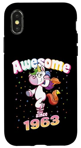 Awesome Since 1963 Lustiges Einhorn Geburtstag Retro Hülle für iPhone X/XS Awesome Since 1963 Lustiges Einhorn Geburtstag Retro Hülle für iPhone X/XS von Geburtstag Magische Einhorn Unicorn Designs
