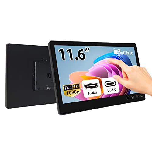 Gechic Touch Monitor 11,6 Zoll T111A-R4 eingebetteter Touchscreen Monitor mit HDMI/USB Typ-C(Thunderbolt), VESA 75 Wandhalterung für Selbstbauautomaten/POS-Maschine/Kiosk/Automatisierungsgeräte von Gechic