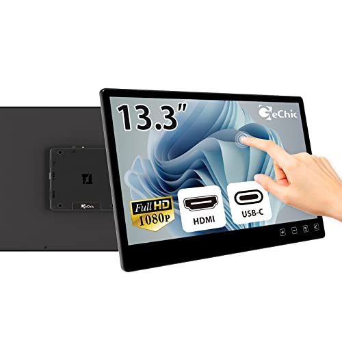 Gechic Touch Monitor 13,3 Zoll T131A-R4 eingebetteter Touchscreen Monitor mit HDMI/USB Typ-C(DP Alt), VESA 75 Wandhalterung für Selbstbauautomaten/POS-Maschine/Kiosk/Automatisierungsgeräte von Gechic
