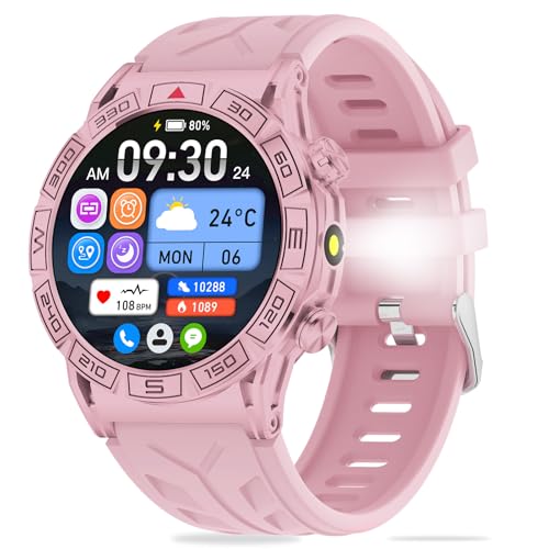 GedFong Damen Smartwatch Pink – 1,39 Zoll Fitnessuhr mit Whatsapp-Anrufen, 24/7 Herzfrequenz & SpO2, 1ATM Wasserdicht, 100 Sportmodi + DIY-Zifferblatt (Android/iOS) von GedFong