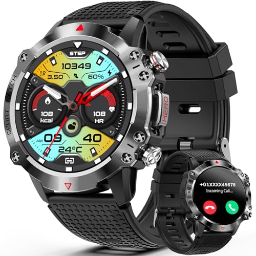 GedFong Smartwatch Herren mit Telefonfunktion, 1.39" Touchscreen Fitness Tracker, 450mAh Fitnessuhr Herren mit 100+ Sportmodi, Schrittzähler, Schlafmonitor, Uhr für Android iOS von GedFong