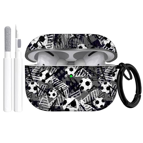 Gedicht Airpods Pro 2 Hülle, niedliches Fußballmuster, TPU, weiche Hülle, stoßfest, mit Reinigungsset und Schlüsselanhänger, Schwarz Gedicht Airpods Pro 2 Hülle, niedliches Fußballmuster, TPU, weiche Hülle, stoßfest, mit Reinigungsset und Schlüsselanhänger, Schwarz von Gedicht