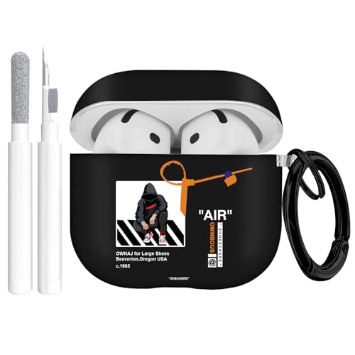 Gedicht Schutzhülle für Apple Airpods 4. Generation (2024), schützende TPU-Schutzhülle für Airpods 4. Generation, mit Reinigungsset und Schlüsselanhänger, für Damen und Herren, hockende Person von Gedicht