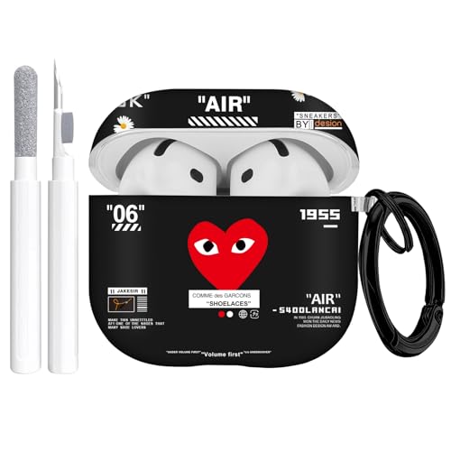 Gedicht Schutzhülle für Apple Airpods 4. Generation (2024), schützende TPU-Schutzhülle für Airpods 4. Generation, mit Reinigungsset und Schlüsselanhänger, für Damen und Herren, rotes Herz von Gedicht