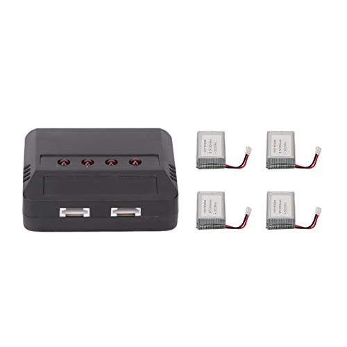 Fernbedienung Drohnenbatterie, ABS, 3,7 V, 2000 mAh, 903048 RC UAV Lithium-Akku, tragbar, 4 Stück, Plug and Play, mit Ladegerät für RC Drohne, Zubehör für KY601S von Gedourain