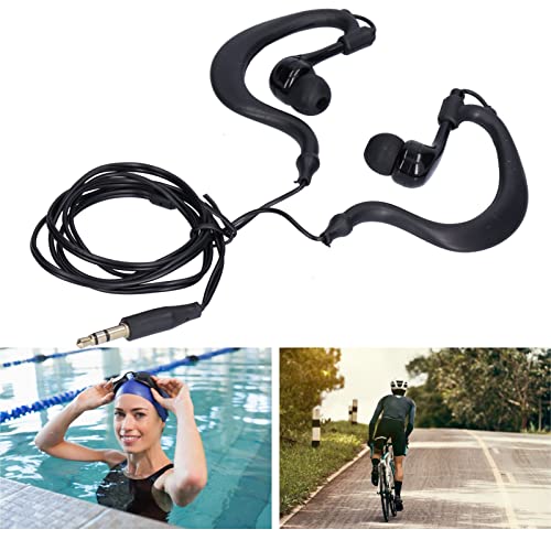 Gedourain Schwimmkopfhörer Unter Wasser, 3,5-mm-In-Ohr-Stereo-Kopfhörer, Wasserdichter Sport-Ohrhörer mit Kabel Zum Schwimmen, Laufen, Surfen (Schwarz) von Gedourain
